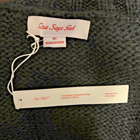 Lisa Says Gah Cece Turtleneck Sweater Size M/L Black Ink Bow Knit Oversized Cozy - Picture 12 of 14